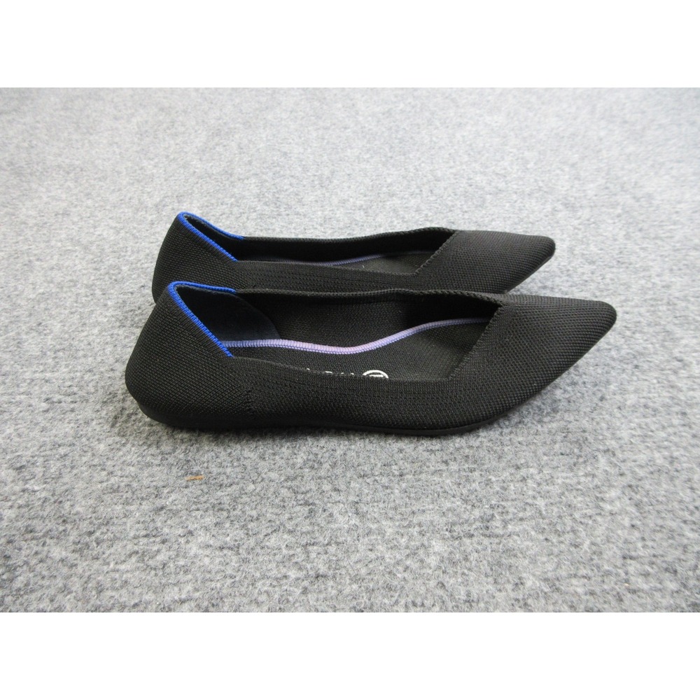 Rothy's The Point Shoes Womens Size 7.5 Black Knit Flats Eco Friendly Washable
